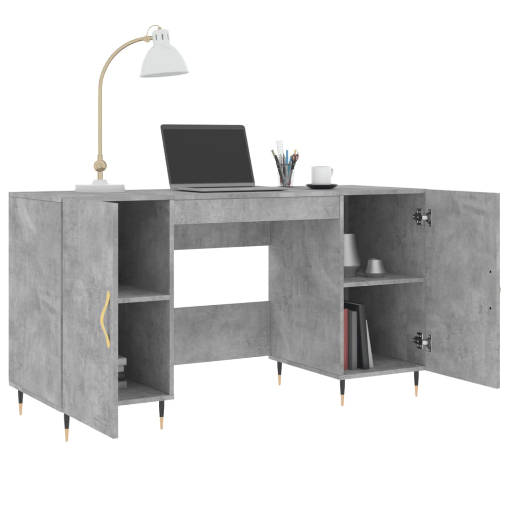 Desk Concrete Grey 140x50x75 cm Engineered Wood